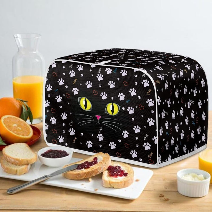 Kuiaobaty Schwarze Katzen-Abdeckung für Toaster, zwei Scheiben, Katzenpfoten, Brot, Toaster, Ofentuc