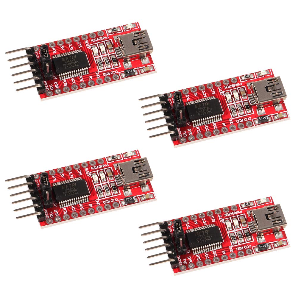 AITRIP 4X FTDI Serial Adapter FT232RL USB zu TTL Adapter 3,3V / 5V Modul Mini Port für Arduino und R