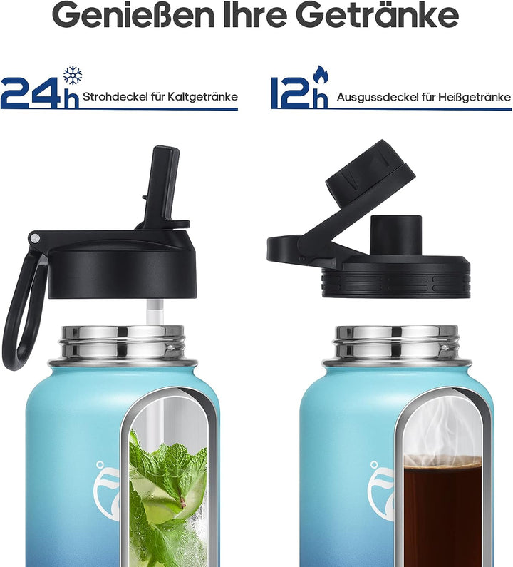 HydroPal Edelstahl Trinkflasche - 650ml, 950ml, 1.2L, BPA-Frei, Kohlensäure geeignet, Isolierte Ther