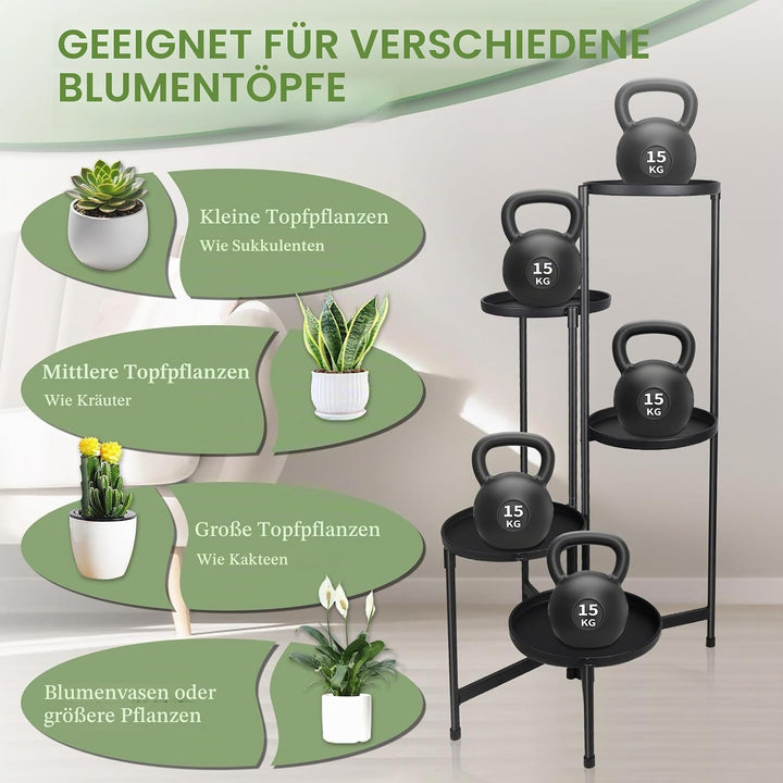lalago 5 Etagen Blumenständer, Pflanzenregal Blumenregal Indoor Outdoor, Metall Pflanzenständer, Blu