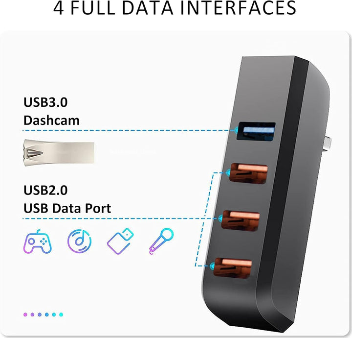 Handschuhfach USB Hub für Tesla Model Y 2021-2024 Model 3 2021-2023, 4-in-1 Multiport Handschuhbox D