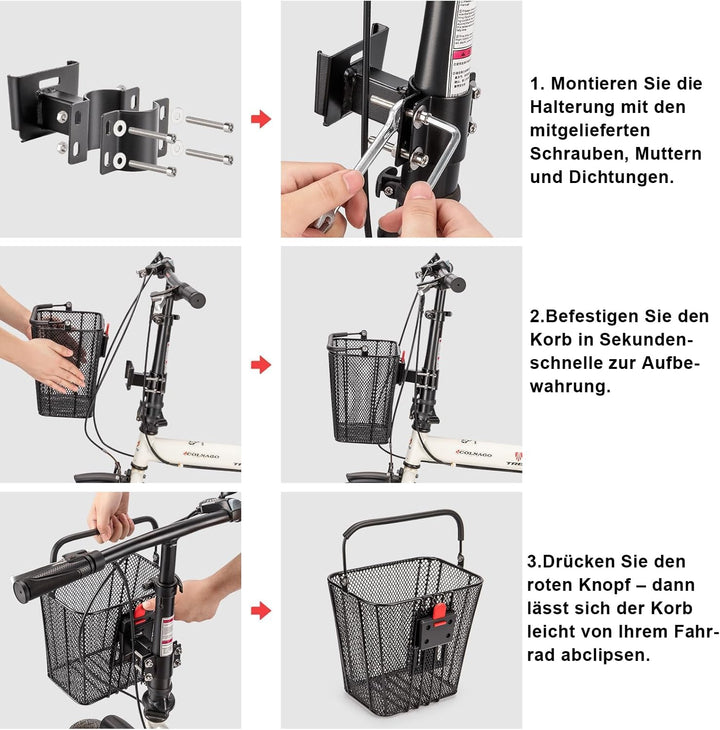 CXWXC Scooter‑Korb mit Griff – Schnell Abnehmbarer Frontkorb für E‑Scooter – Fahrradkorb mit Fester
