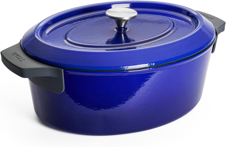 Woll Iron Bräter mit Deckel und Silikongriffen - Induktiv -, 34 x 26 cm, 12,5 cm hoch, 7,5l - Geeign