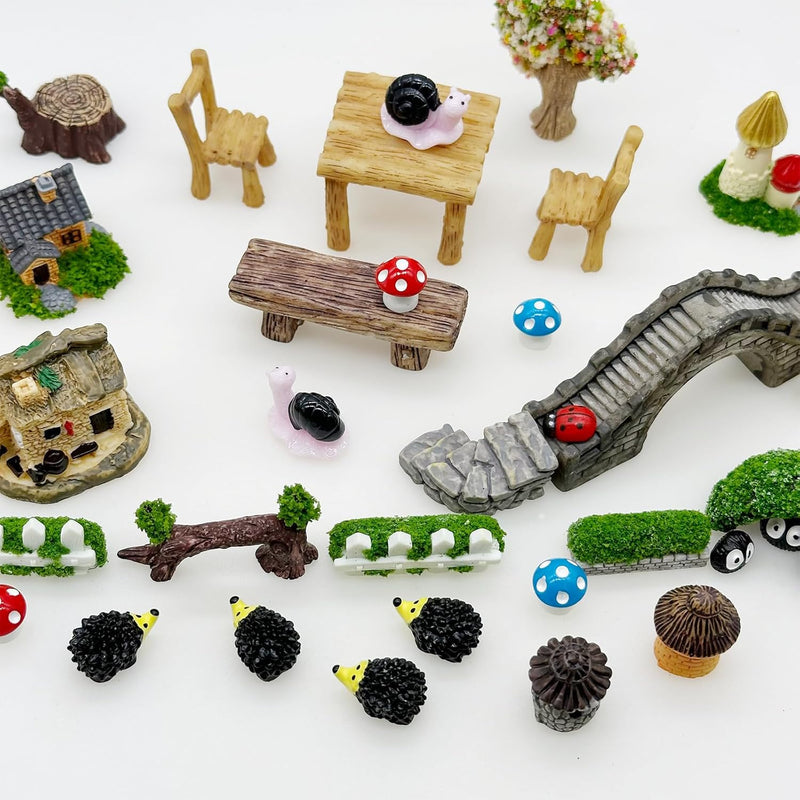 Cayway 83 Stück Miniatur Feengarten Zengarten Zubehör, Miniatur Ornament Kit, Miniatur Gartendekorat