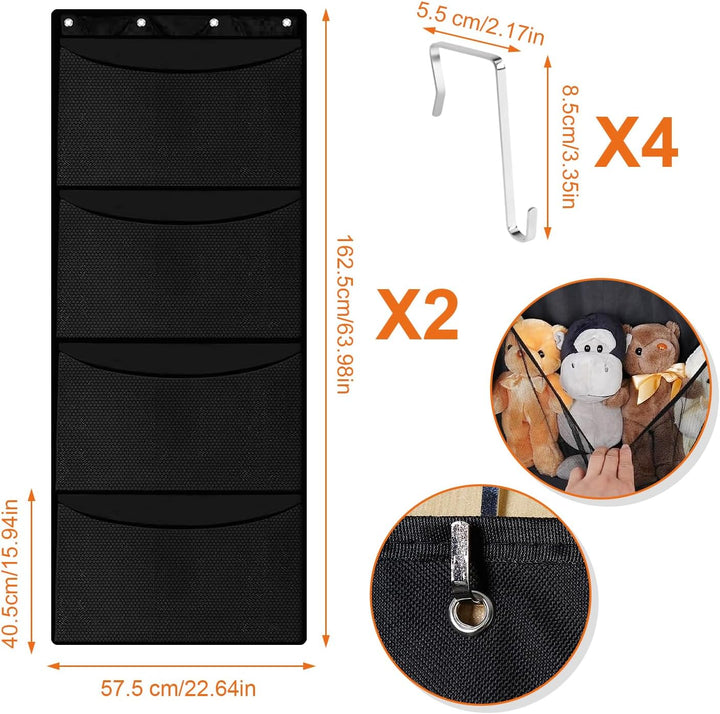 2 Stück Tür Organizer Hängend mit 4 Netztaschen Organizer Hängend mit 4 S-Förmigen Haken Türorganize
