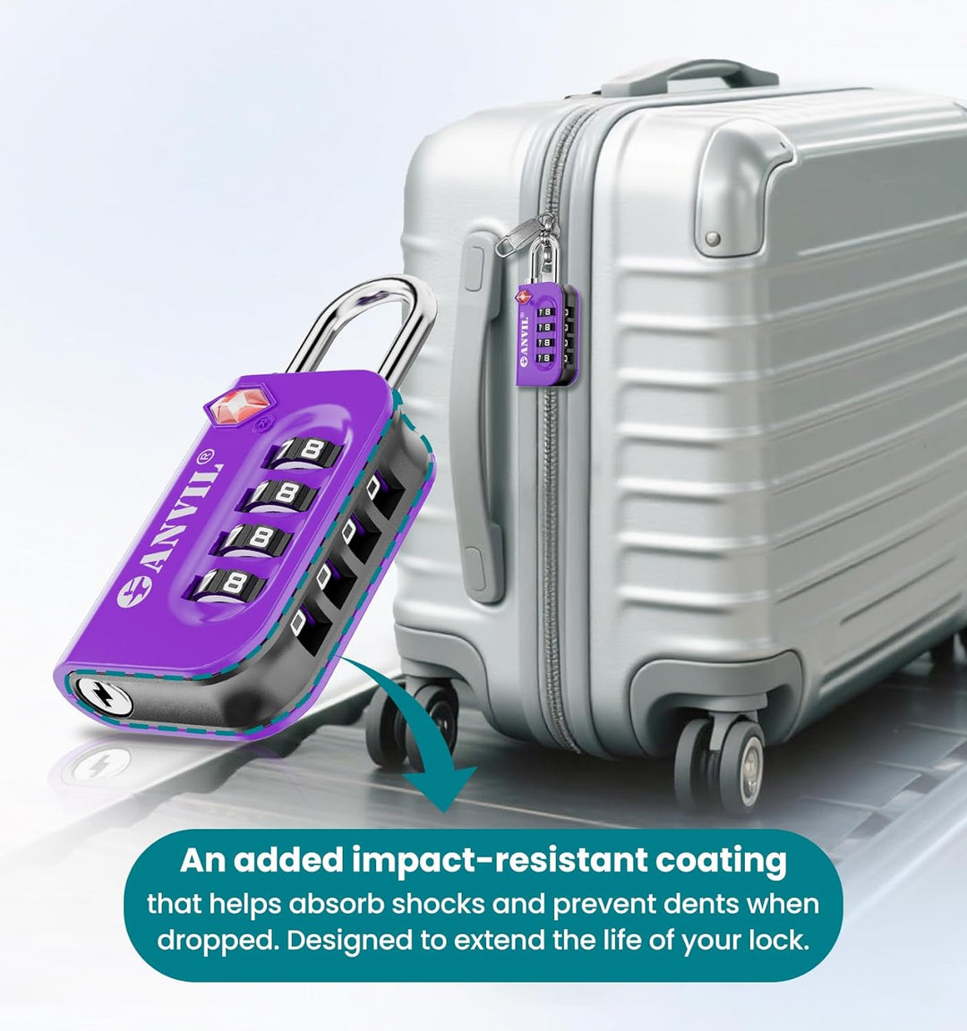 TSA Approved Luggage Lock - 4 Digit Combination padlocks with a Hardened Steel Shackle - Travel Lock