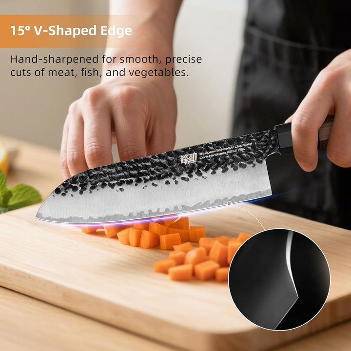 FINDKING Dynasty Serie Japanisches Santoku-Messer, Professionelles Küchenmesser, Klinge aus 9Cr18MoV