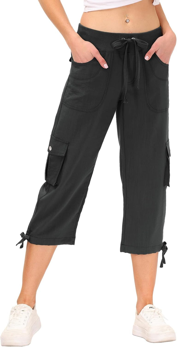 JINSHI Hosen Damen Sommer Cargohose 3/4 Hose Caprihose Freizeithose Wanderhosen Outdoorhose mit Mehr