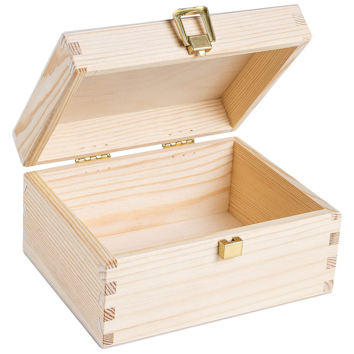 Creative Deco Kleine Holzkiste mit Deckel und Schloss | 21,5 x 13,8 x 10 cm | Klein Holzbox Holzscha