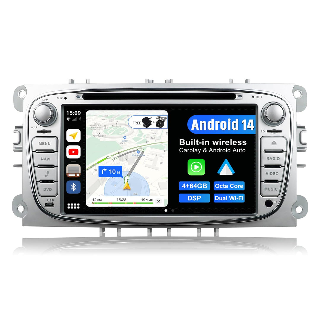 JOYX Android 14 Autoradio Passt für Ford Focus/Mondeo/S-Max/C-Max/Galaxy - Eingebauter DSP - 4G+64G
