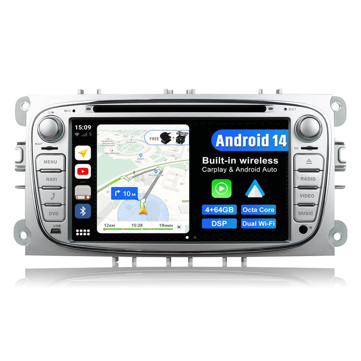 JOYX Android 14 Autoradio Passt für Ford Focus/Mondeo/S-Max/C-Max/Galaxy - Eingebauter DSP - 4G+64G
