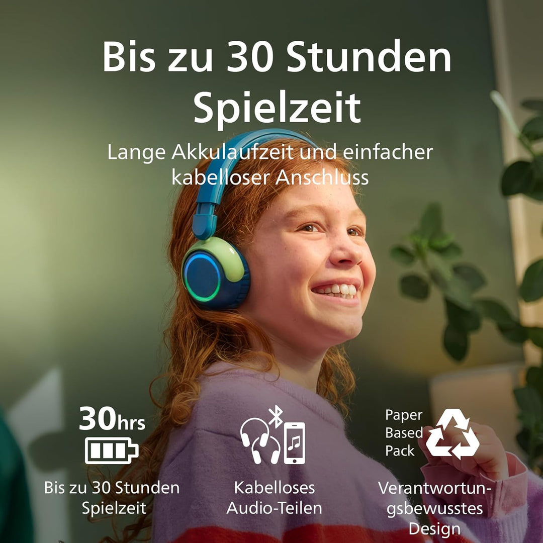 Philips TAK4200CT 4200-Serie mit kabellosem ohraufliegendem Kopfhörer für Kinder, lautstärkenbegrenz