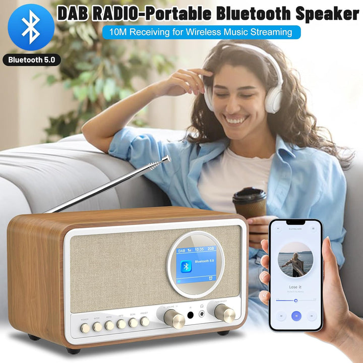 DAB+/FM Radio mit Bluetooth, Digital Radio Küchenradio DAB Plus Radio mit Fernbedienung Küchenradio