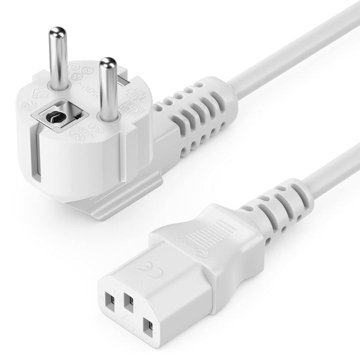 deleyCON 20m Kaltgerätekabel Netzkabel Stromkabel Schutzkontakt Stecker Typ F (CEE 7/4) 90° Gewinkel