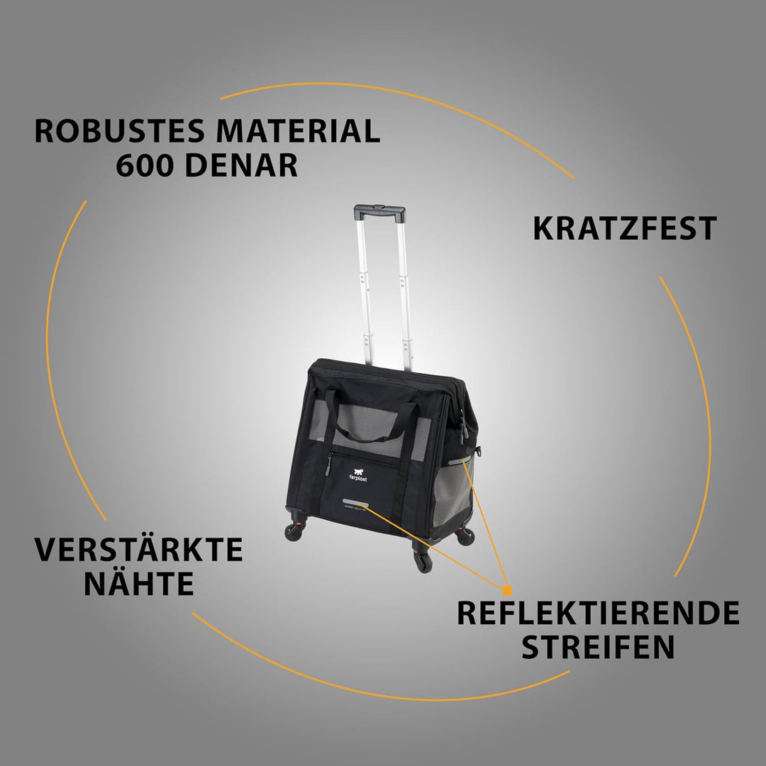 Ferplast Hundebox Voyager Trolley, Transportbox Katze, Hundetasche, ausziehbarer Griff, verstellbare