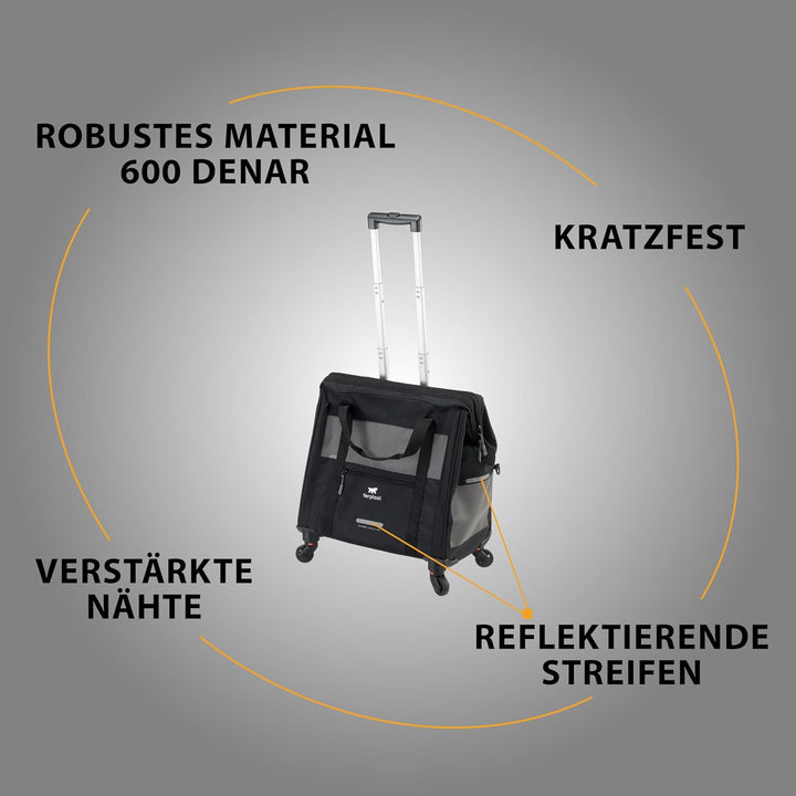 Ferplast Hundebox Voyager Trolley, Transportbox Katze, Hundetasche, ausziehbarer Griff, verstellbare