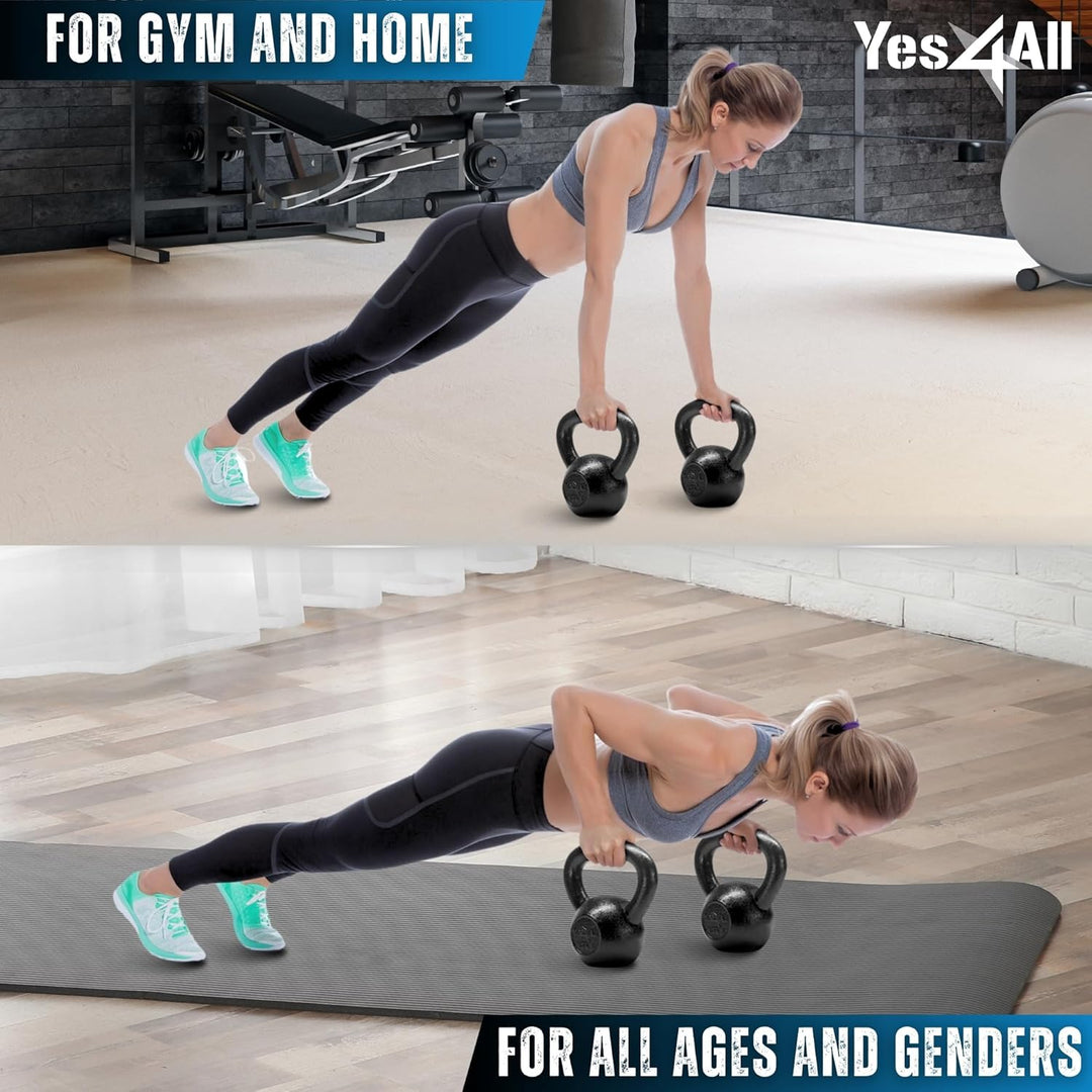 Yes4All 2-20kg Kettlebell aus Gusseisenmit Vinylbeschichtung und Gummifuss, Schwunghantel, Kugelgewi