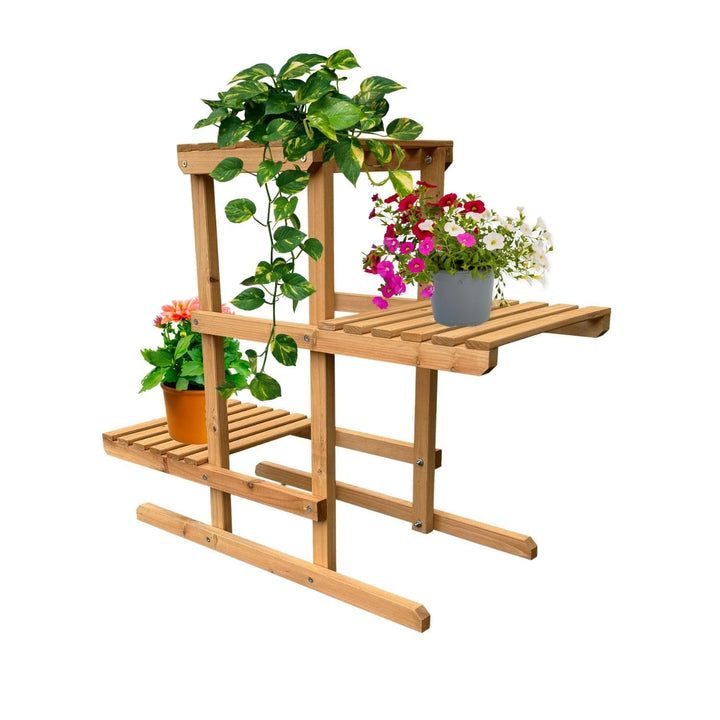 Pflanzenregal Perry Holz Blumenregal 3 Etagen Blumentreppe für Garten Balkon Terrasse oder Innenräum