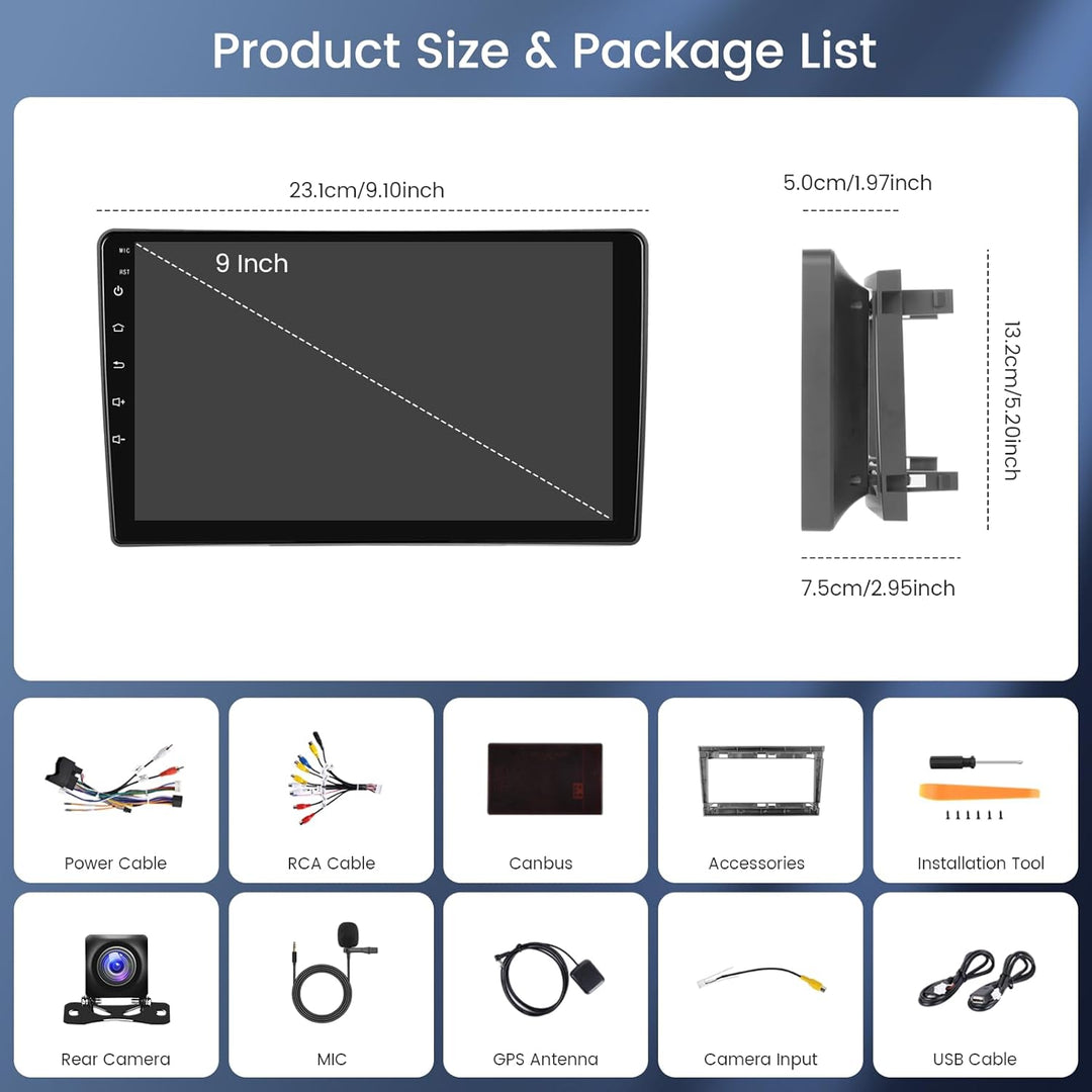Hikity 2+64G 9" Android 15 Autoradio für Opel Astra H/Zafira B/Corse C D | Wireless Carplay Autoradi