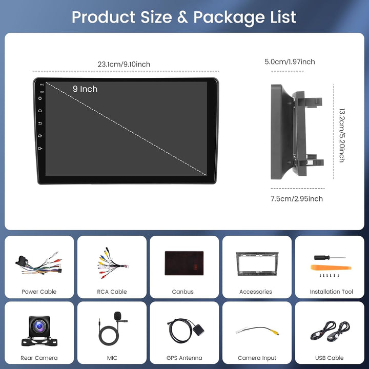 Hikity 2+64G 9" Android 15 Autoradio für Opel Astra H/Zafira B/Corse C D | Wireless Carplay Autoradi