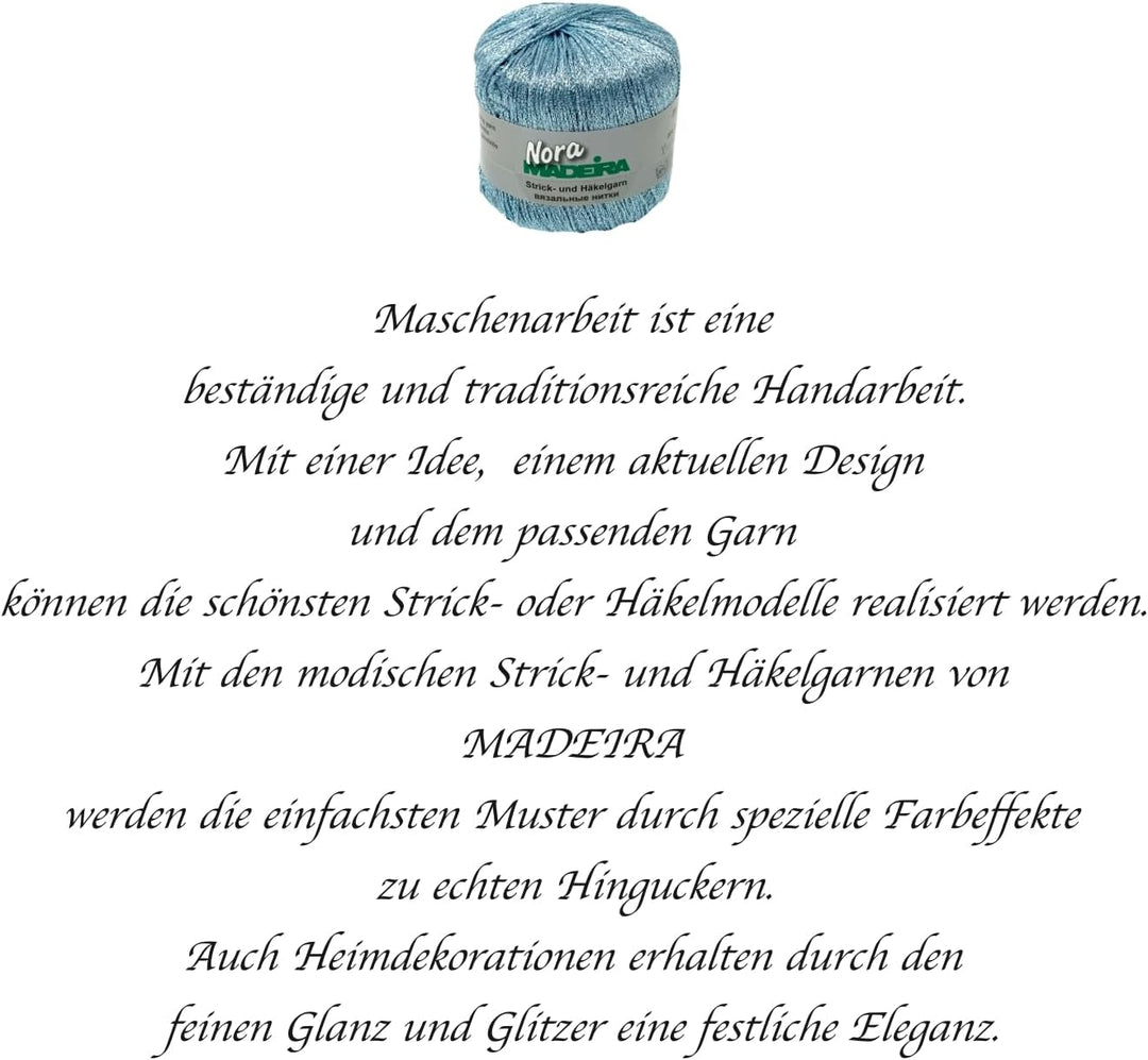 Häkelgarn Glitzergarn Strickgarn metallisiertes Haekelgarn Madeira Nora 5x25g Farbe 333 hellblau, 33