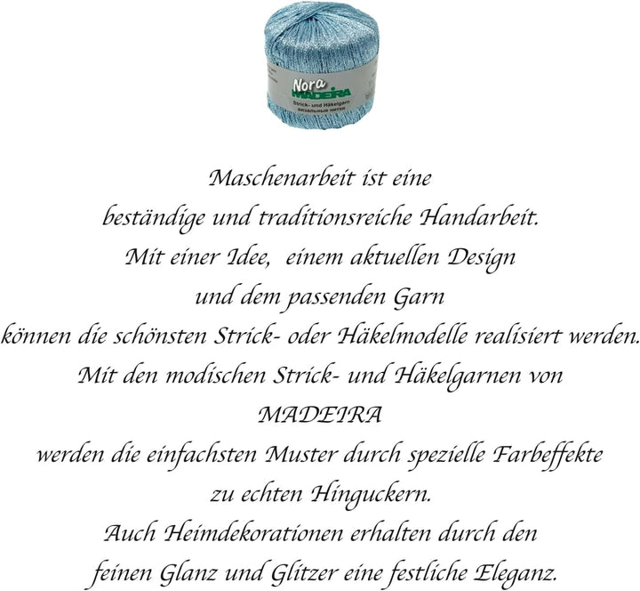 Häkelgarn Glitzergarn Strickgarn metallisiertes Haekelgarn Madeira Nora 5x25g Farbe 333 hellblau, 33