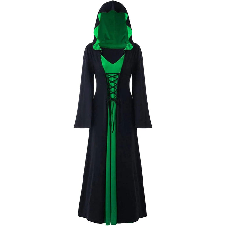 FSUJWOA Frauen Halloween Kostüme für Erwachsene mittelalterlich Kapuze Maxi Kleid für Frauen Mode Ro