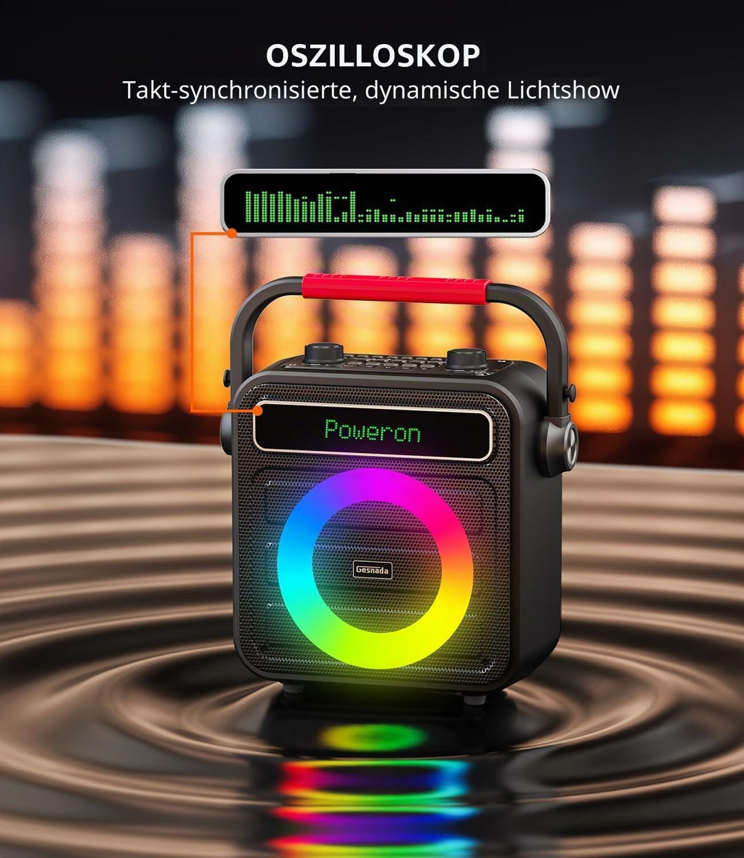 Karaoke Maschine für Erwachsene – Tragbare Anlage mit 2 Mikrofonen, Bluetooth/TF/USB/AUX/TWS, Lautsp