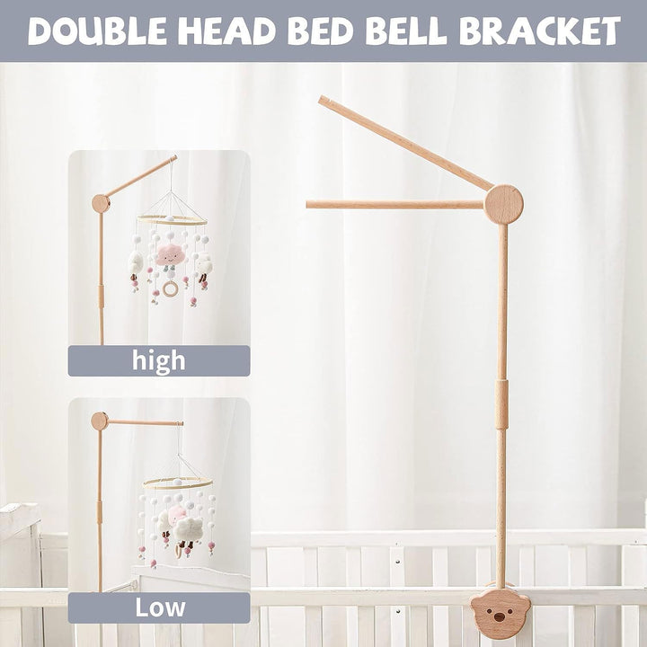 Mobile Halterung Holz,Baby Mobile Halterung für Babybett,Verstellbarer Mobile Halterung Wickeltisch