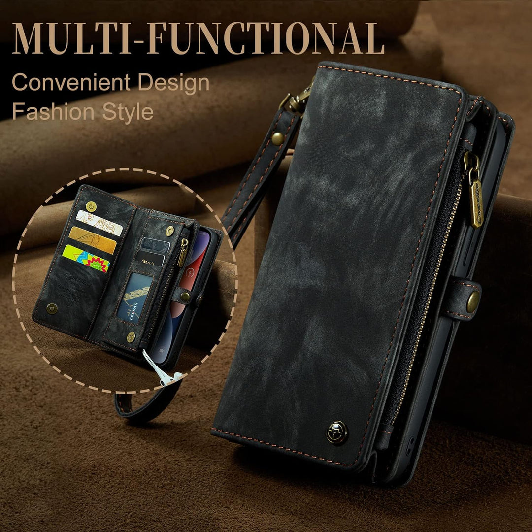 UFinetech iPhone 14 Hülle, Flip Leder TPU Stossfest Kartenfach Tasche Handyhülle iPhone 14 (6,1 Zoll