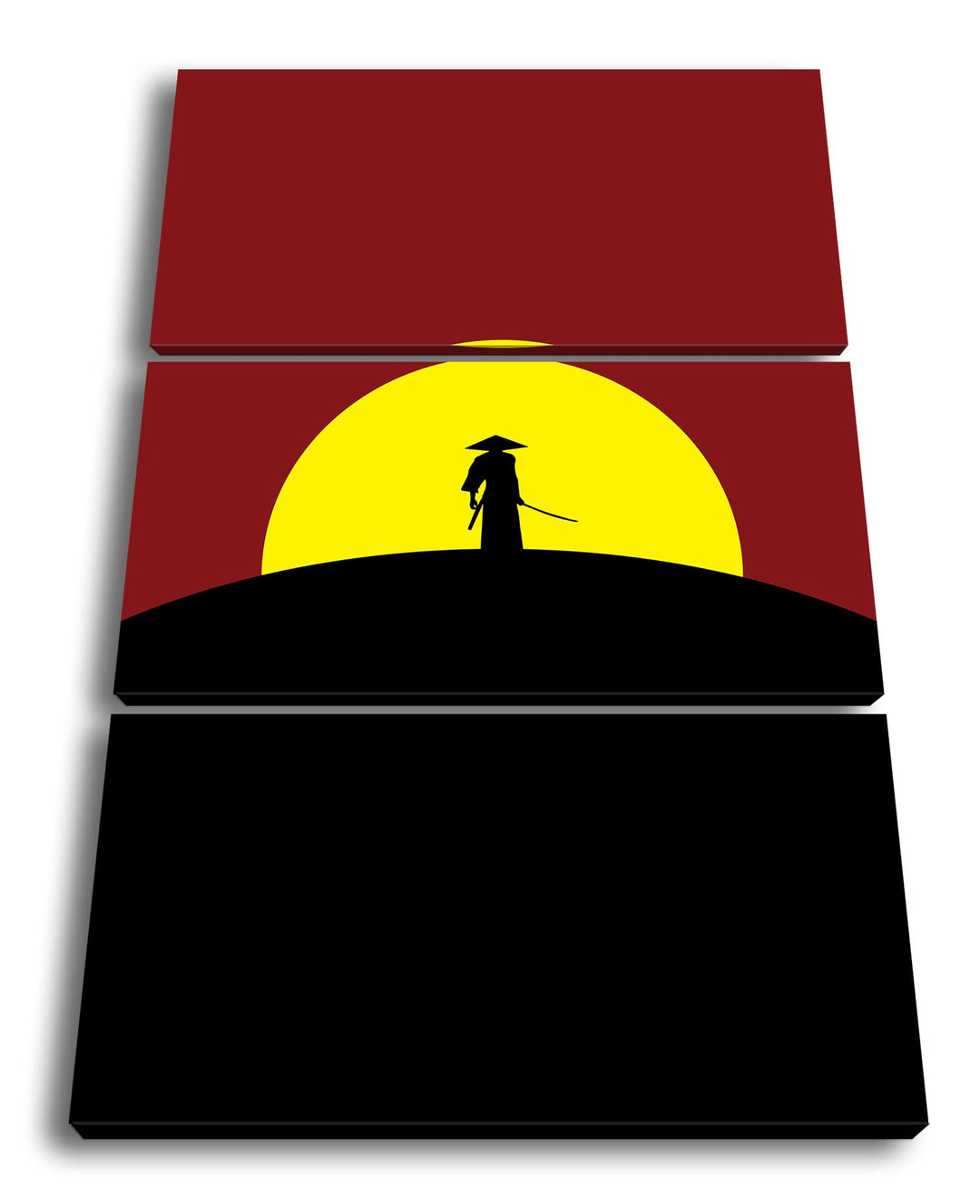 deyoli einsamer Samurai Krieger Format: 3Teilig als Leinwandbild, Motiv fertig gerahmt auf Echtholzr