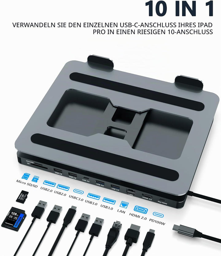USB C Hub Stand for MacBook Pro, 10 in 1 Adapter for MacBook Air Docking Station with 4K 60Hz HDMI,