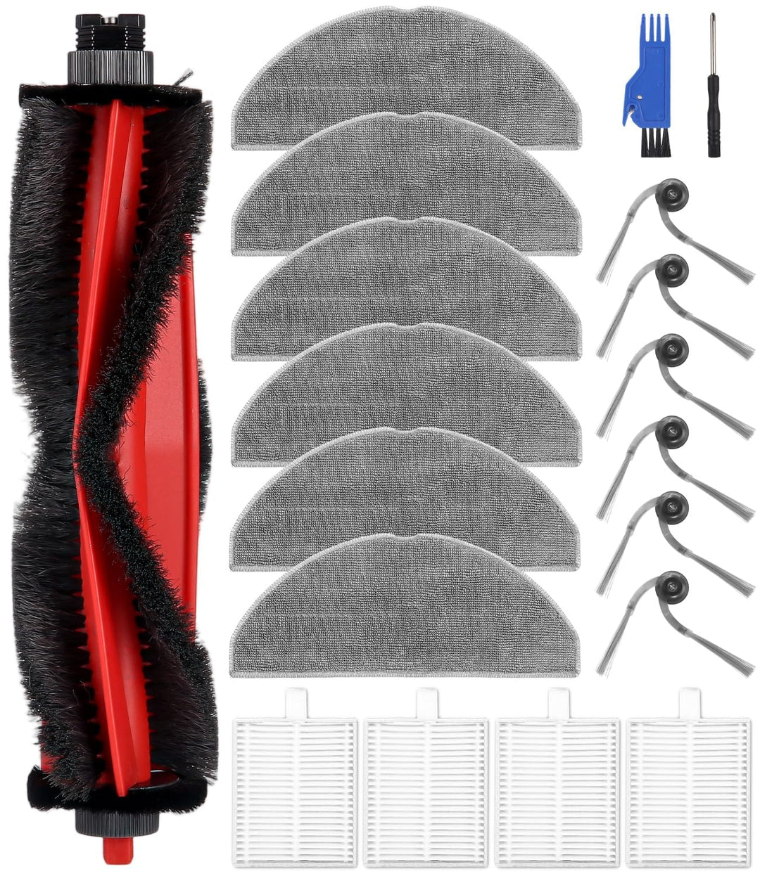 Zubehörset für Roborock Q7 M5/Q7 M5+/Q7 L5/Q7 L5+ Saugroboter, 1 Hauptbürste, 4 Hepa-Filter, 6 Wisch