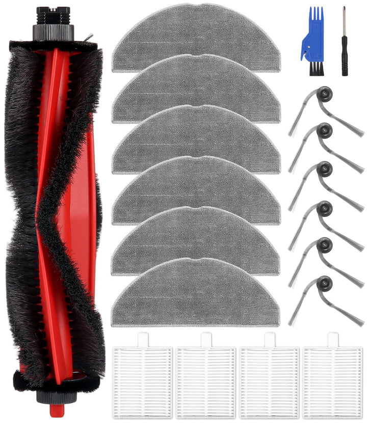 Zubehörset für Roborock Q7 M5/Q7 M5+/Q7 L5/Q7 L5+ Saugroboter, 1 Hauptbürste, 4 Hepa-Filter, 6 Wisch