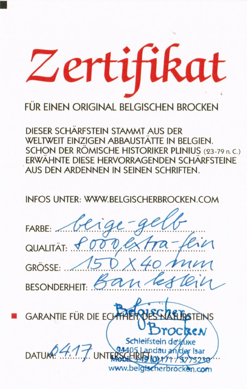 GELBER BELGISCHER BROCKEN original I Schleifstein für Messer & Werkzeug I Messer-Schärfer Grösse 150