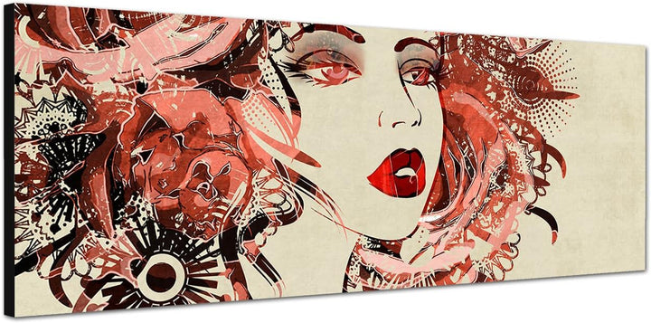 Paul Sinus Art Panoramabild auf Leinwand und Keilrahmen 120x40cm Malerei Mädchen Gesicht Portrait Bl