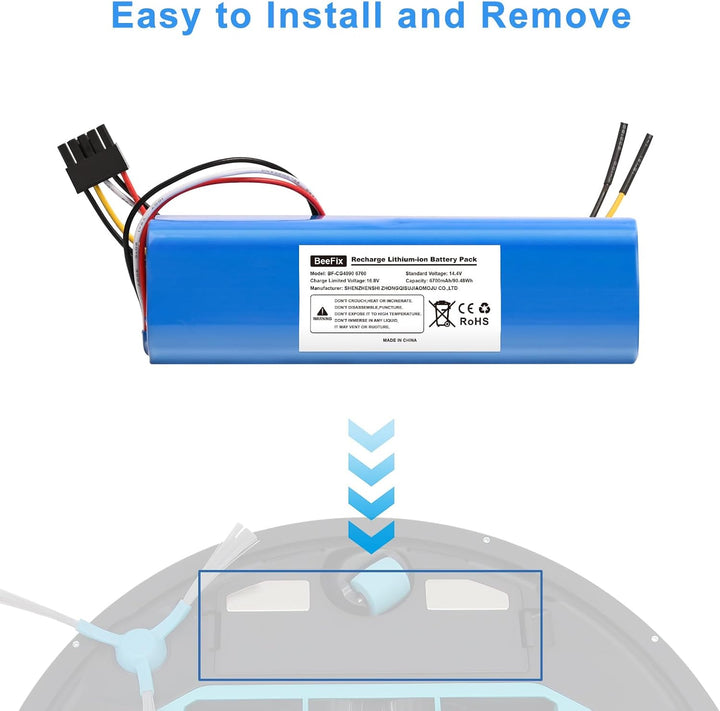 6700mAh Akku Ersatz für Conga 4090 4490 4590 4690 14.4V Li-ion Akku Batterie Staubsauger Robotic Vac