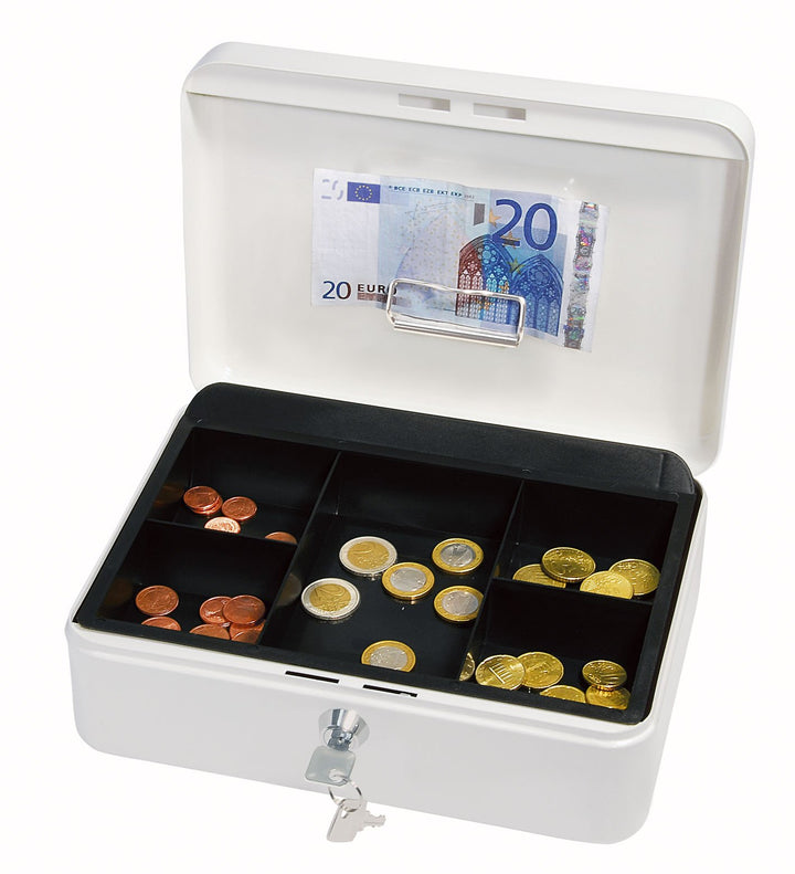Wedo 145300H Geldkassette (aus pulverbeschichtetem Stahl, versenkbarer Griff, Geldnoten- und Belegek