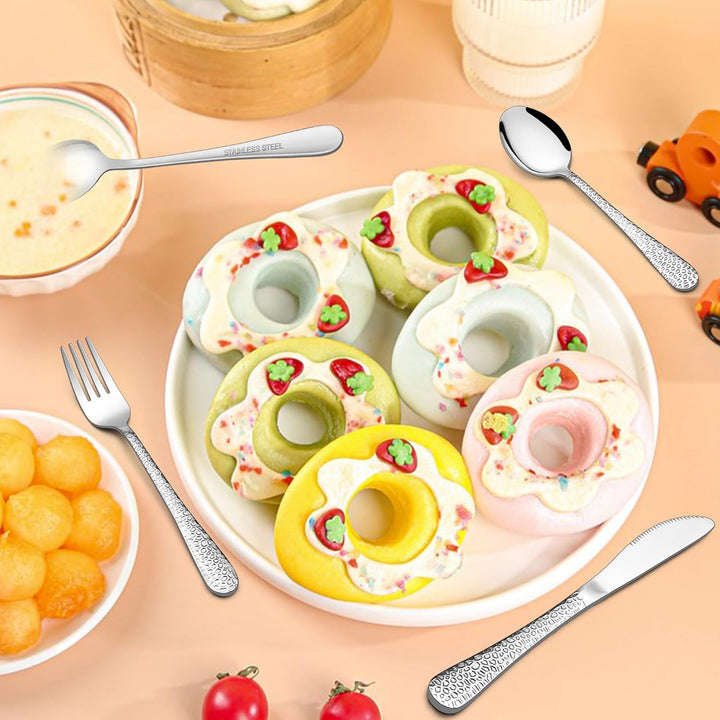 HaWare Kinderbesteck, 16-teilig Edelstahl Kinder Besteck Set mit Hammergriff ab 3 Jahre, Kindergesch