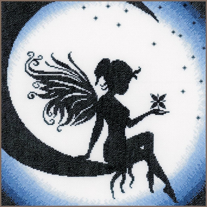 Lanarte Zählmusterpackung Fee auf Mond Feinaida Kreuzstichpackung, Baumwolle, Mehrfarbig, 24 x 24 x