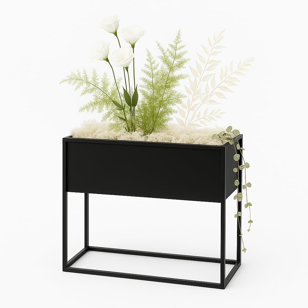 Pflanzenständer Petto - 80x30cm60cm - Farbe Schwarz - für Zimmerblumen - Metallregal - Dekorativer T