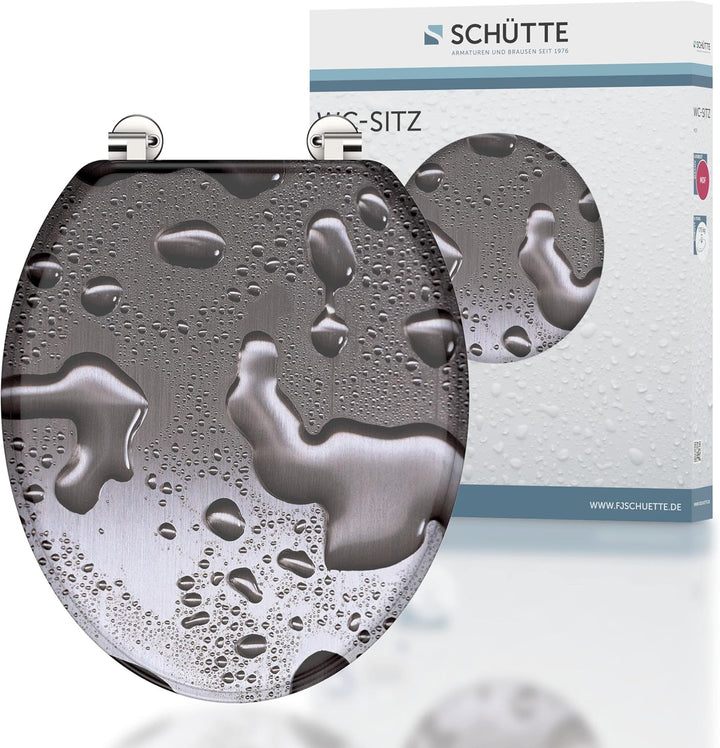 SCHÜTTE 80023 Sitz Holzkern GREY STEEL, Toilettensitz ist passend für alle handelsüblichen WC-Becken