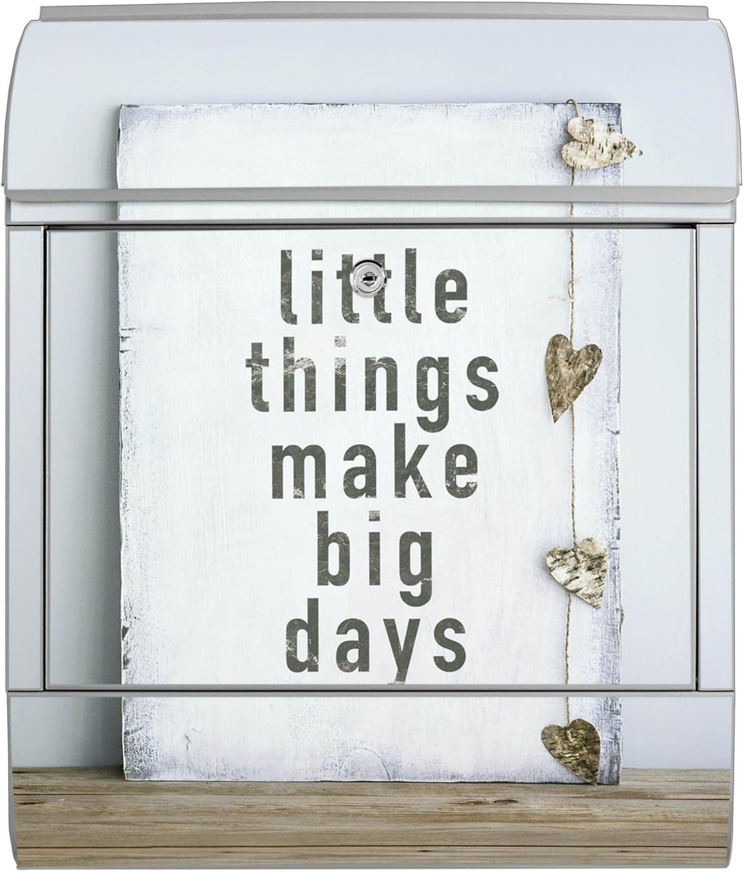 banjado® Design Briefkasten mit Motiv Little Things 39x47x14cm &amp; 2 Schlüssel - Briefkasten Stahl Sil