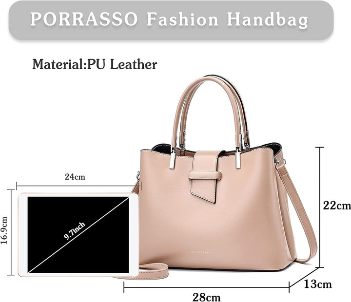 PORRASSO Mode Handtasche Damen Henkeltasche Schultertasche Frauen Umhängetasche PU Leder Beuteltasch