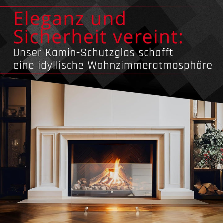 BIJON Kaminschutzgitter aus Spezial-Sicherheitsglas, Hitzeschutz Funkenschuztgitter, Ofenschutzgitte