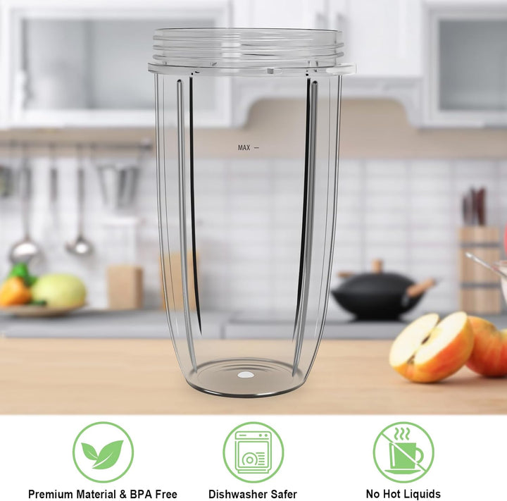 Entsafterbecher Kompatibel mit Nutribullet Mixer 600W/900W, 24oz Becher Ersatzteile für Hochgeschwin
