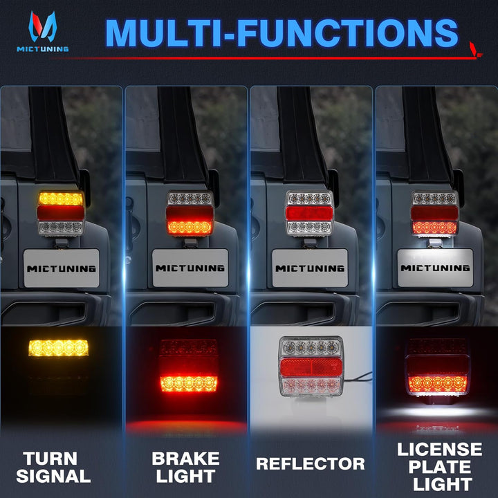 MICTUNING 12V 2pcs Rückleuchten für Anhänger mit Magnet 7,5M Kabel und 7 Polig Stecker, Traktor Rück