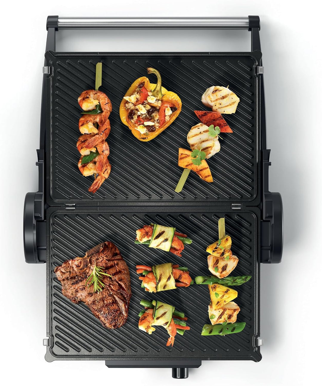 Bosch Tischgrill TCG4104, 3-in1-Kontaktgrill, Stufenloses Thermostat, Fettablaufrinne, Herausnehmbar