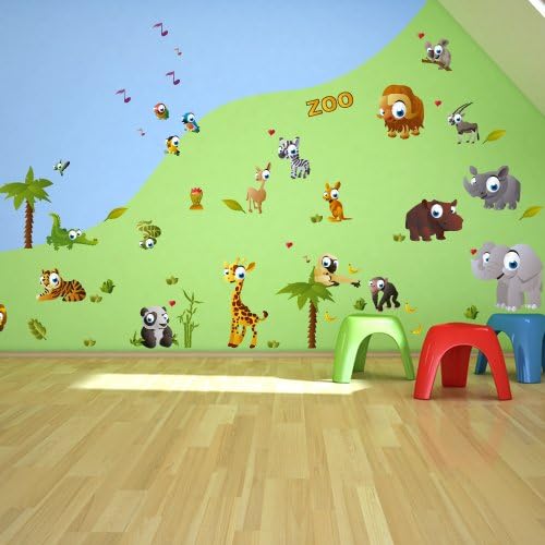 Wandkings Zoo Tiere Wandsticker Megapack Set, 64 Aufkleber, Gesamtfläche 260 x 70 cm