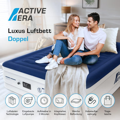 Active Era Luxus Doppel Luftbett – selbstaufblasendes Gästebett mit eingebauter, elektrischer Pumpe,